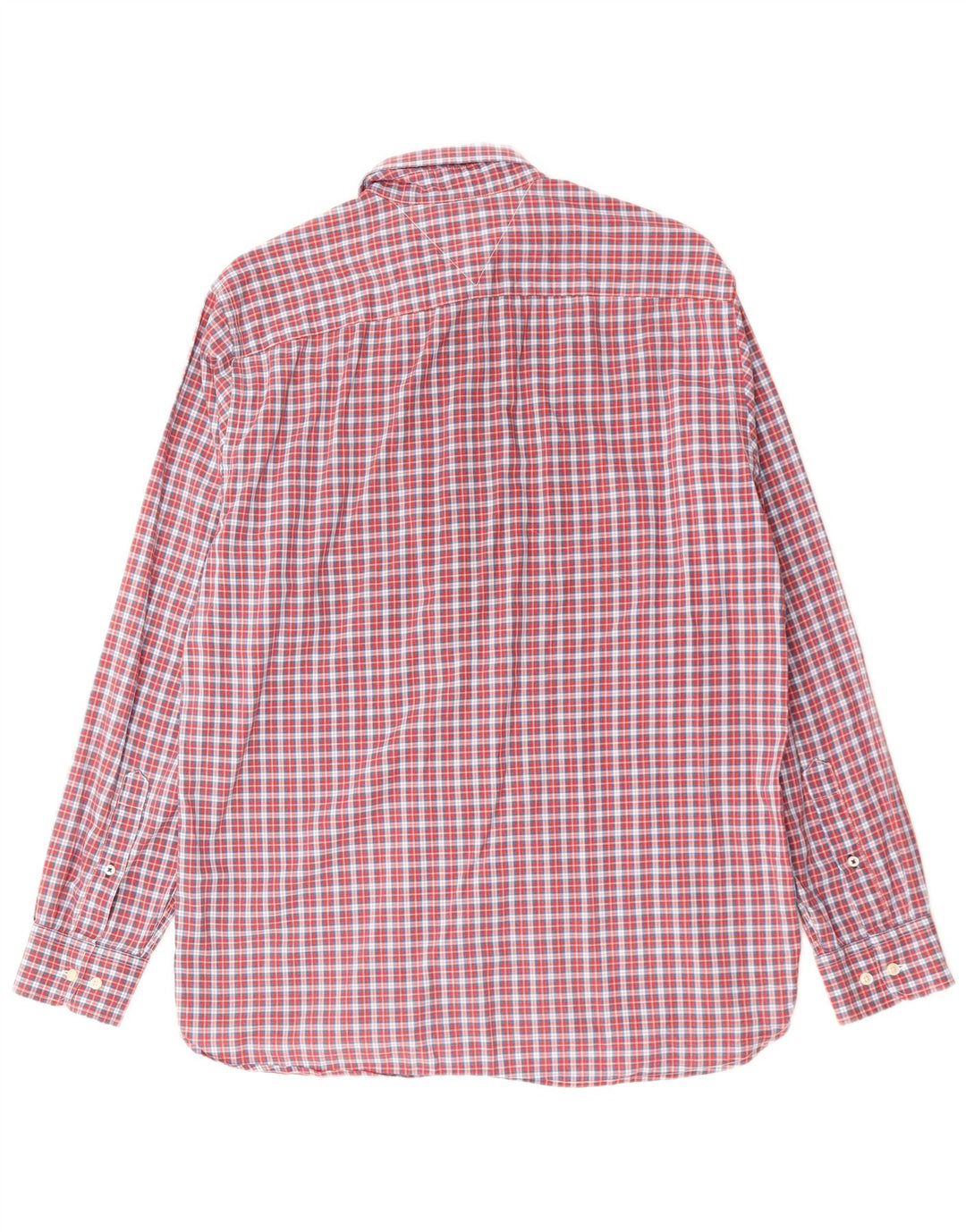 Tommy Hilfiger Mens Regular Fit Shirt Large Red Check Cotton