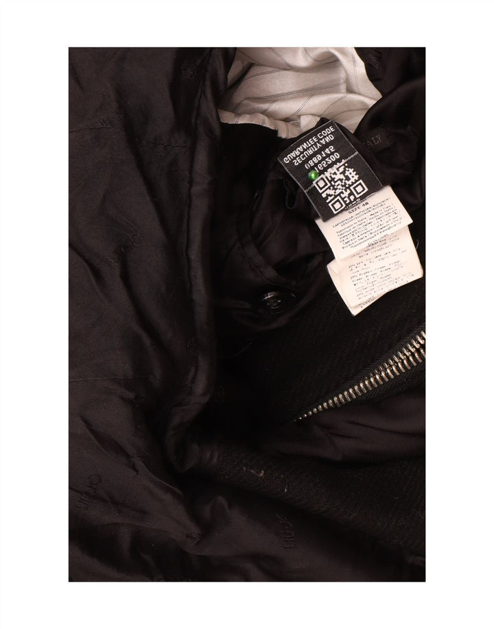 Liu Jo Mens Hooded Overcoat IT 48 Medium Black Wool
