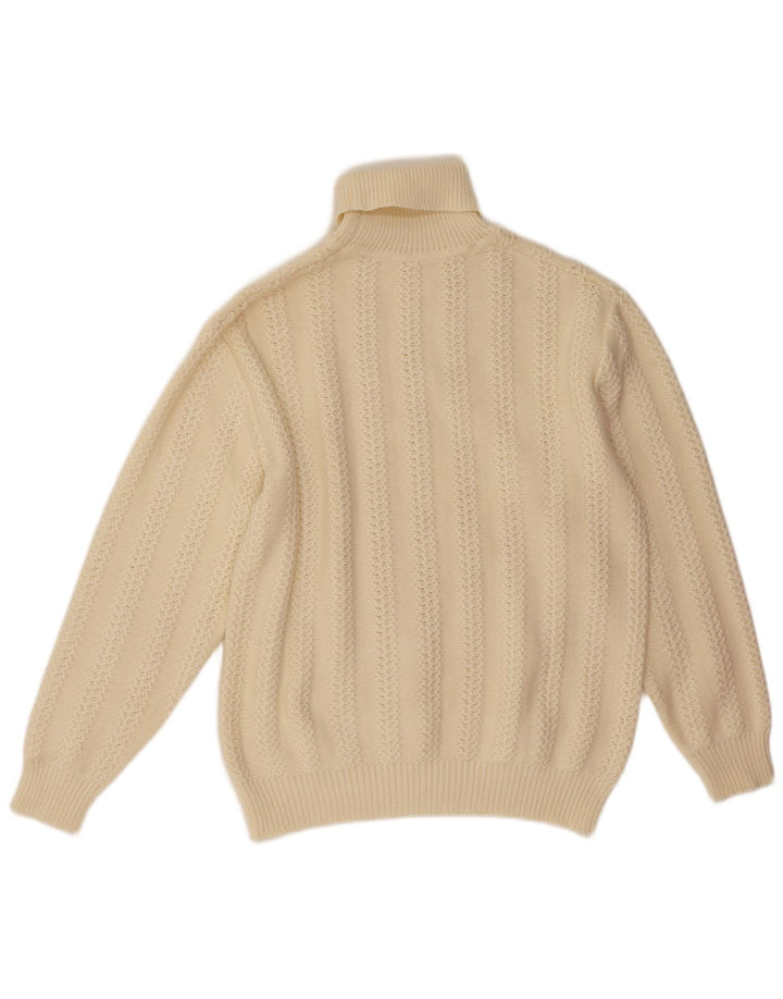 Vintage Mens Roll Neck Jumper Sweater Large White