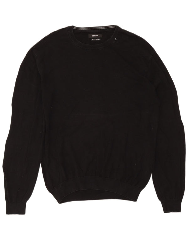 Maglione maglione girocollo da uomo Replay 2XL cotone nero