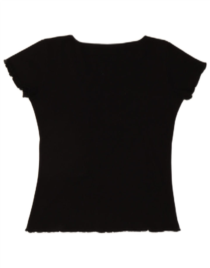 CLOCK HOUSE Womens T-Shirt Top UK 12 Medium Black