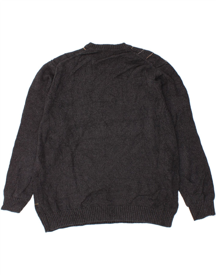 DOCKERS Mens Crew Neck Jumper Sweater 2XL Grey Check Cotton