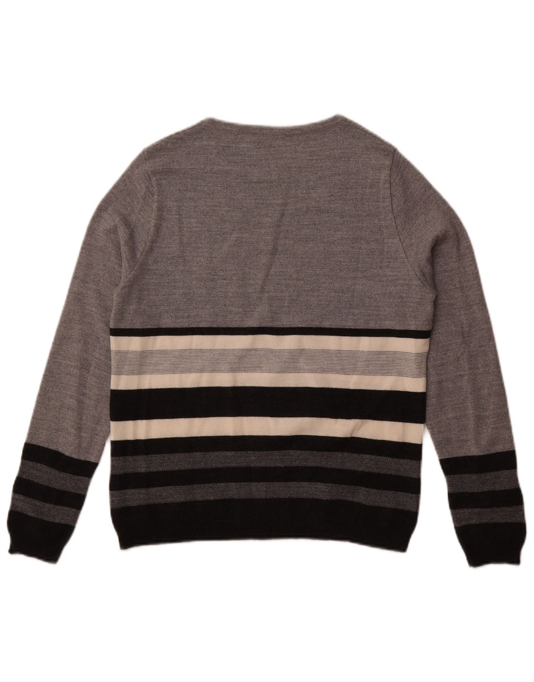 Perte by Krizia Womens Boat Neck Jumper Sweater UK 14 Medium Grey Striped