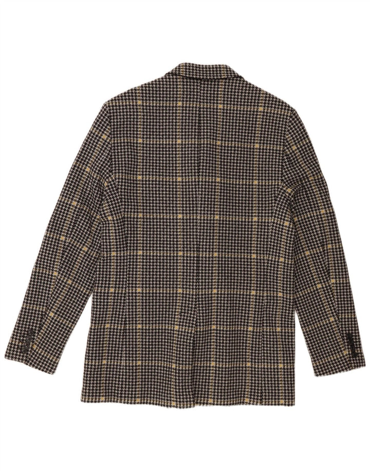 Zara Mens Double Breasted Blazer Jacket UK 40 Large Grey Houndstooth
