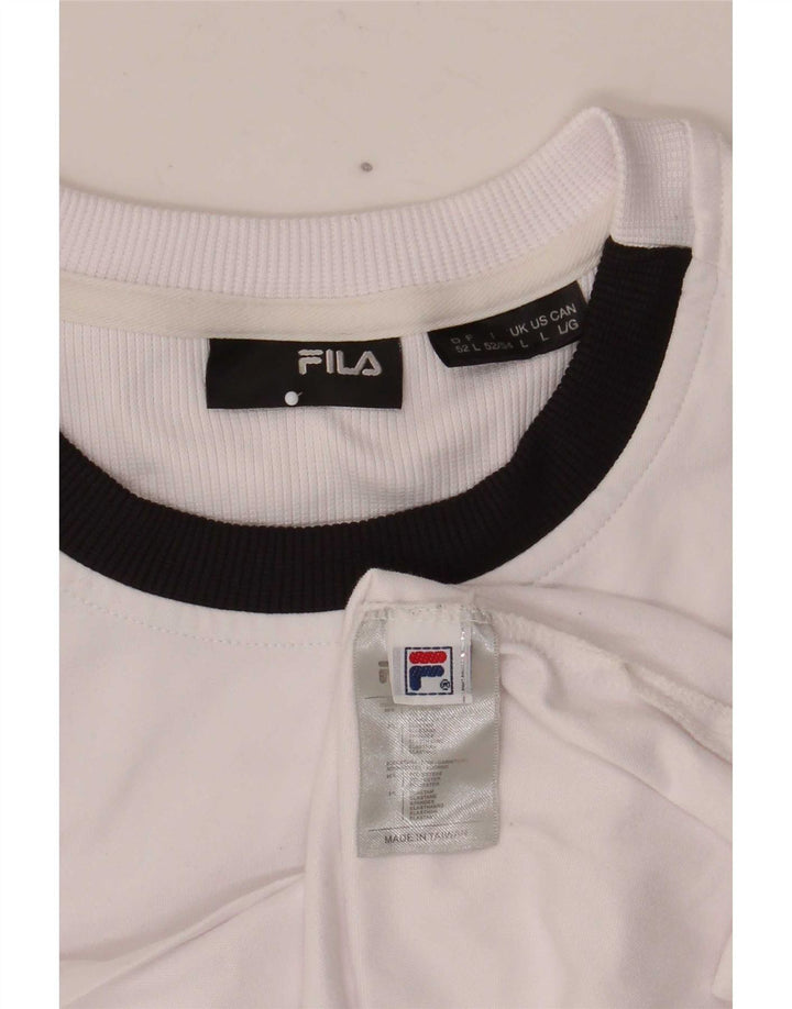 Fila Mens T-Shirt Top Large White Colourblock Polyester