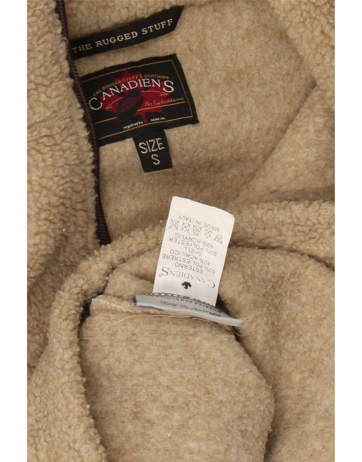 Canadiens Mens Zip Neck Fleece Jumper Small Brown Colourblock Polyester