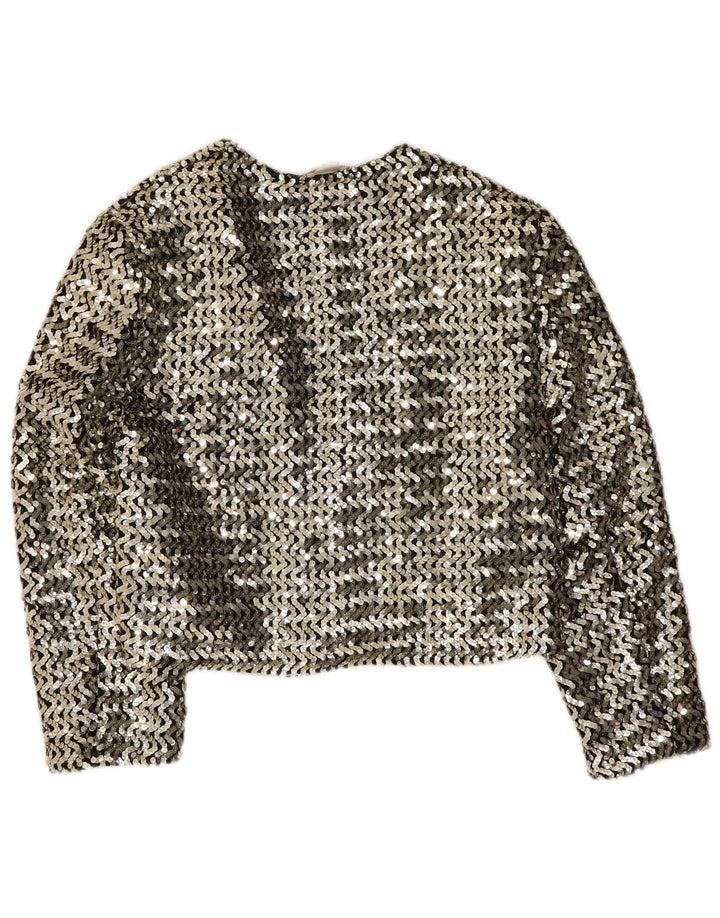 Jean Claire Dame 3/4 ærmet pailletter blazerjakke IT 42 Medium Sølv