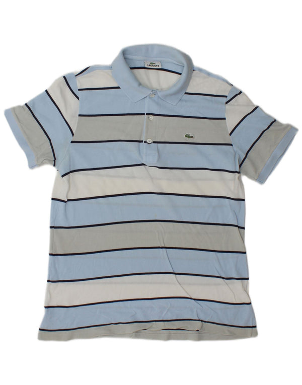 Lacoste Herre Loose Fit Polo Shirt Størrelse 4 Medium Blå Stribet Bomuld