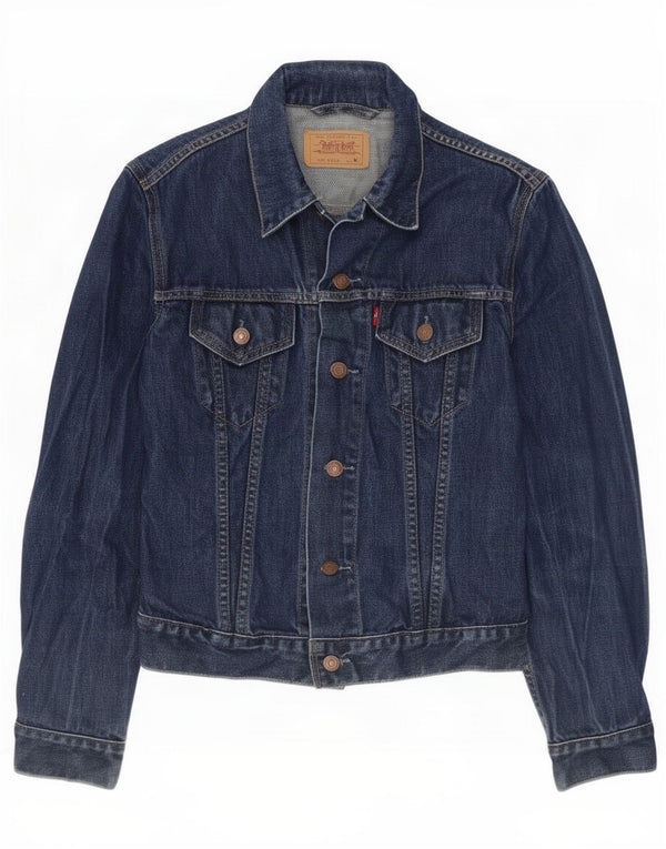Levi's Damen Jeansjacke UK 12 Medium Marineblau Baumwolle