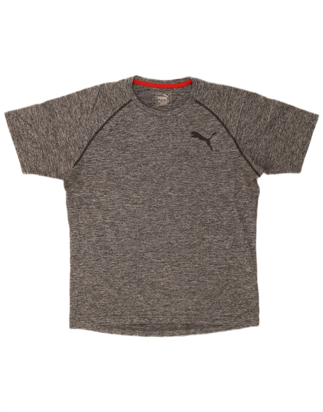 Puma Herren-T-Shirt-Oberteil aus mittelgrau meliertem Polyester