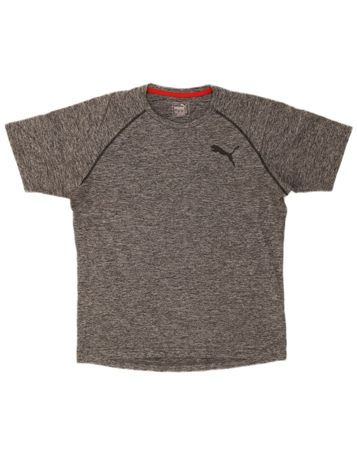 Puma Herren-T-Shirt-Oberteil aus mittelgrau meliertem Polyester