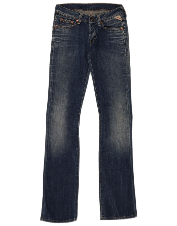 Replay Damen Slim Bootcut Jeans W25 L32 Blaue Baumwolle