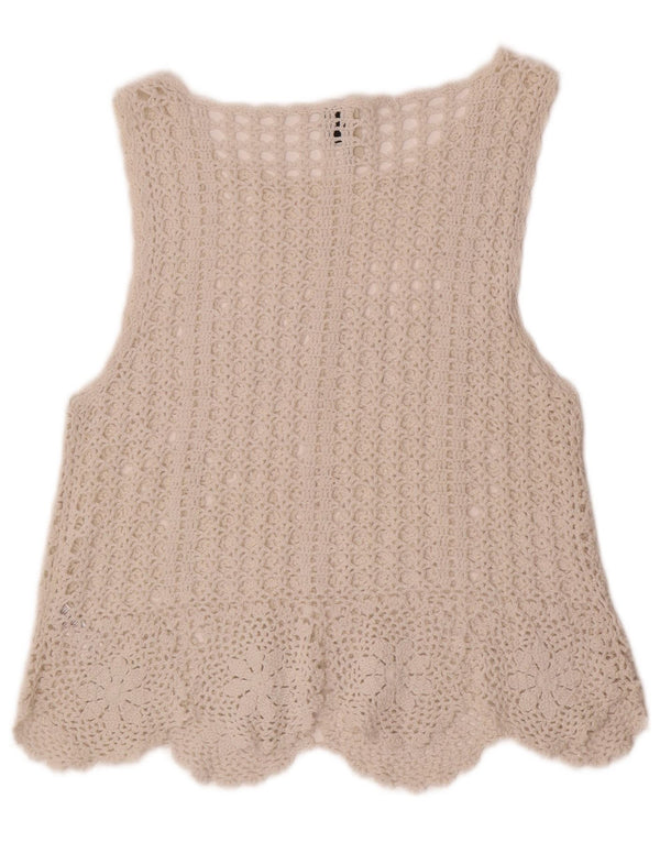 Topshop Camicetta senza maniche all'uncinetto da donna Top UK 10 Piccolo floreale bianco