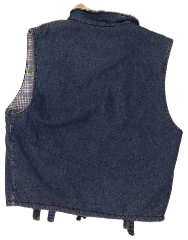 POP 84 Herren Jeansweste UK 42 XL Blau Geometrisch