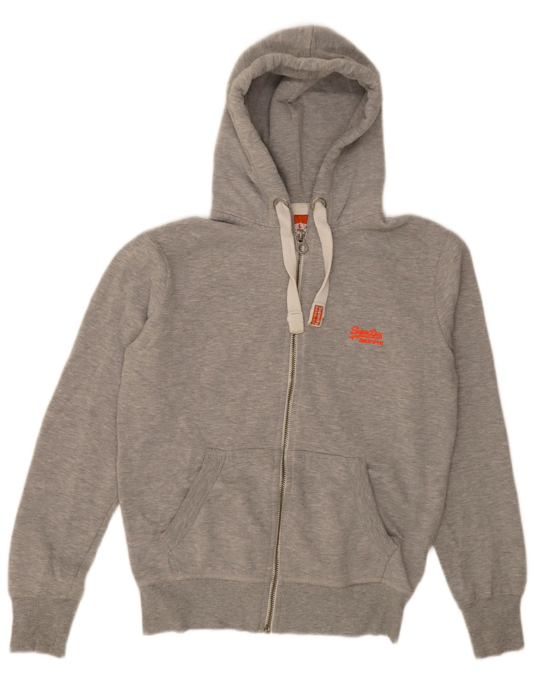 Superdry Mens Zip Hoodie Sweater Medium Grey Flecked Cotton