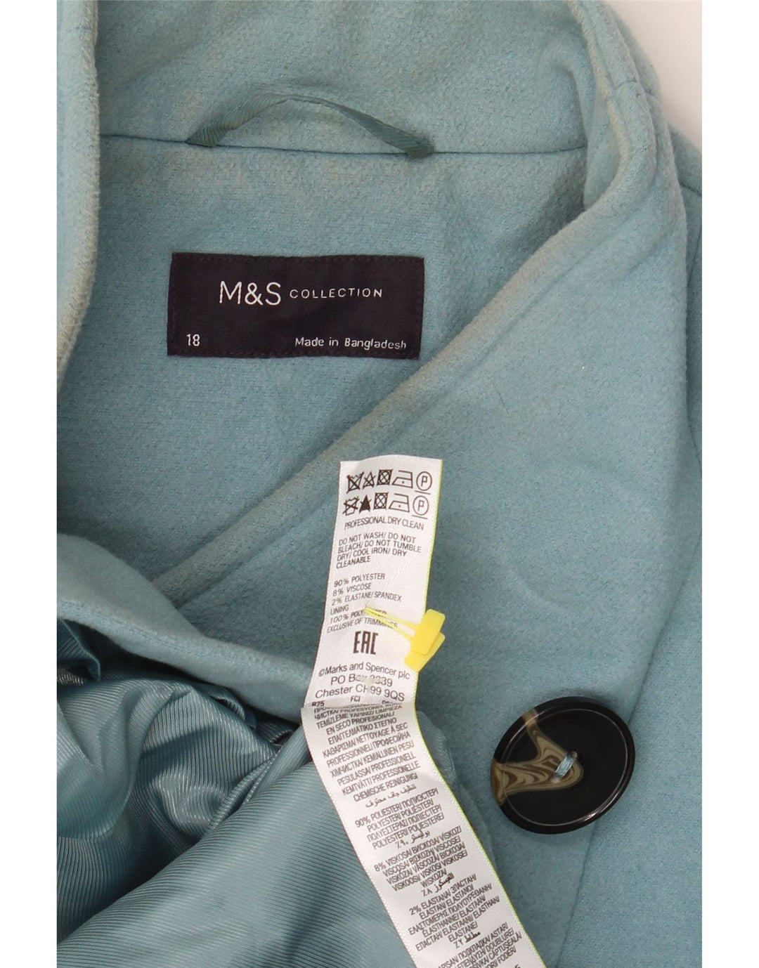 Marks & Spencer Manteau coupe ample pour femme UK 18 XL Bleu Polyester