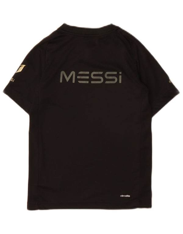 Adidas Boys MESSI Graphic T-Shirt Top 7-8 Years Black Polyester