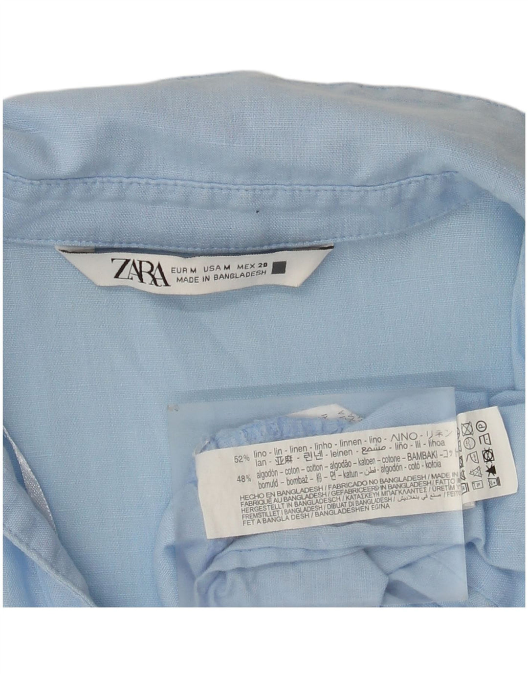 Zara Womens Tiered Dress UK 14 Medium Blue Linen