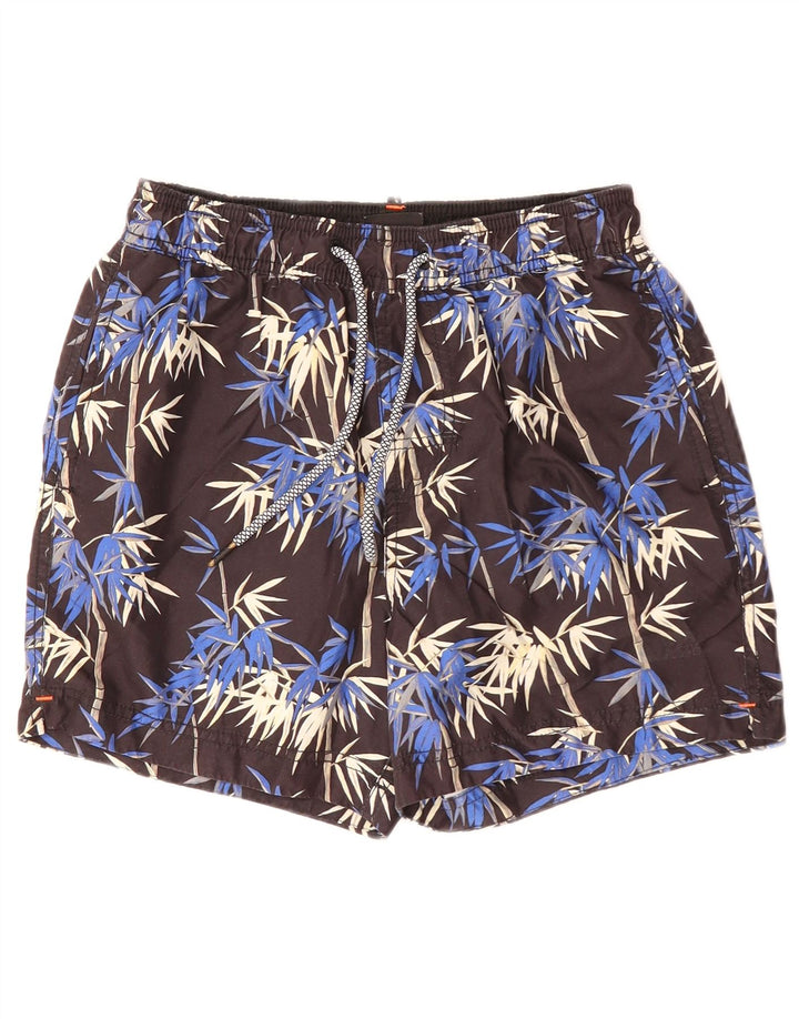Damskie spodenki kąpielowe SUPERDRY, małe, czarne, z poliestru w kwiaty