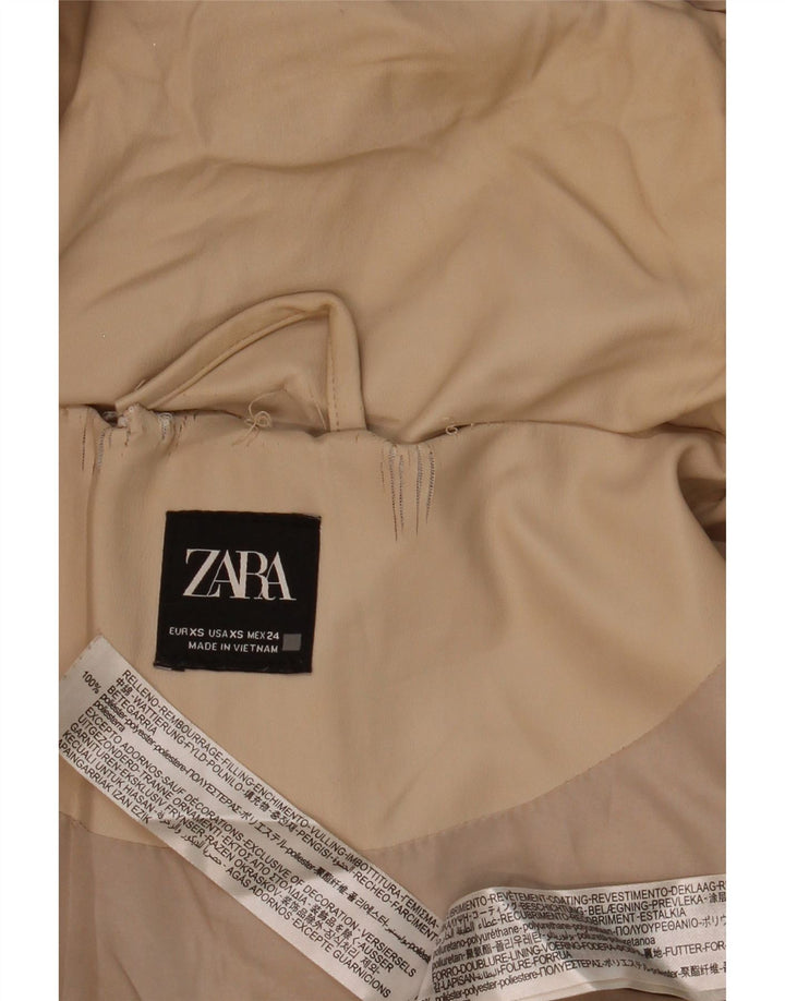 Zara Womens Hooded Oversized Padded Jacket UK 6 XS Beige Polyester