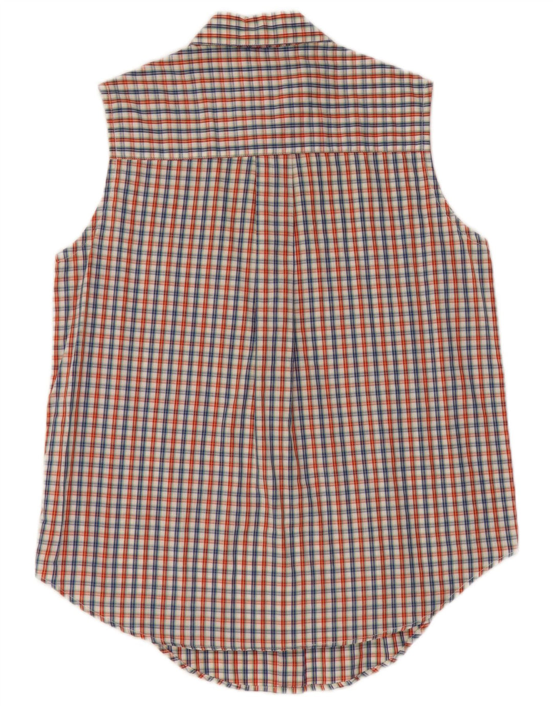 Camicia senza maniche vintage da donna UK 16 grande motivo a quadri multicolore