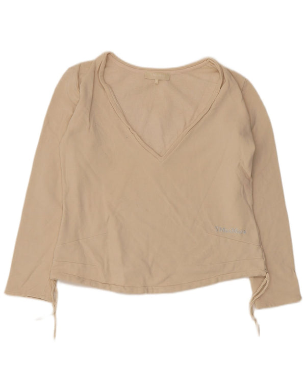 Max Mara Haut à manches longues pour femme UK 10 Small Beige Coton