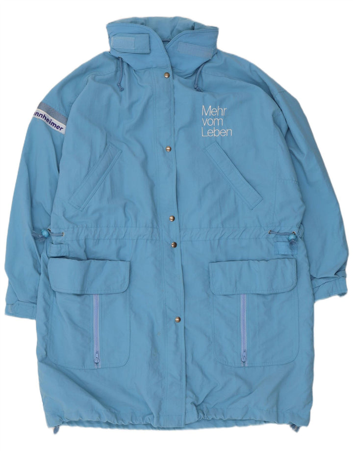 Tactel Womens Hooded Oversized Windbreaker Coat UK 10 Small Blue Polyamide