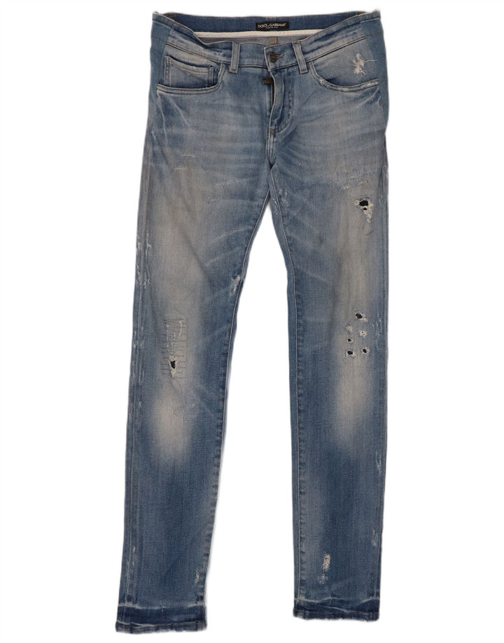 DOLCE & GABBANA Jean Slim effet vieilli pour femme IT 44 Medium W30 L32 Bleu