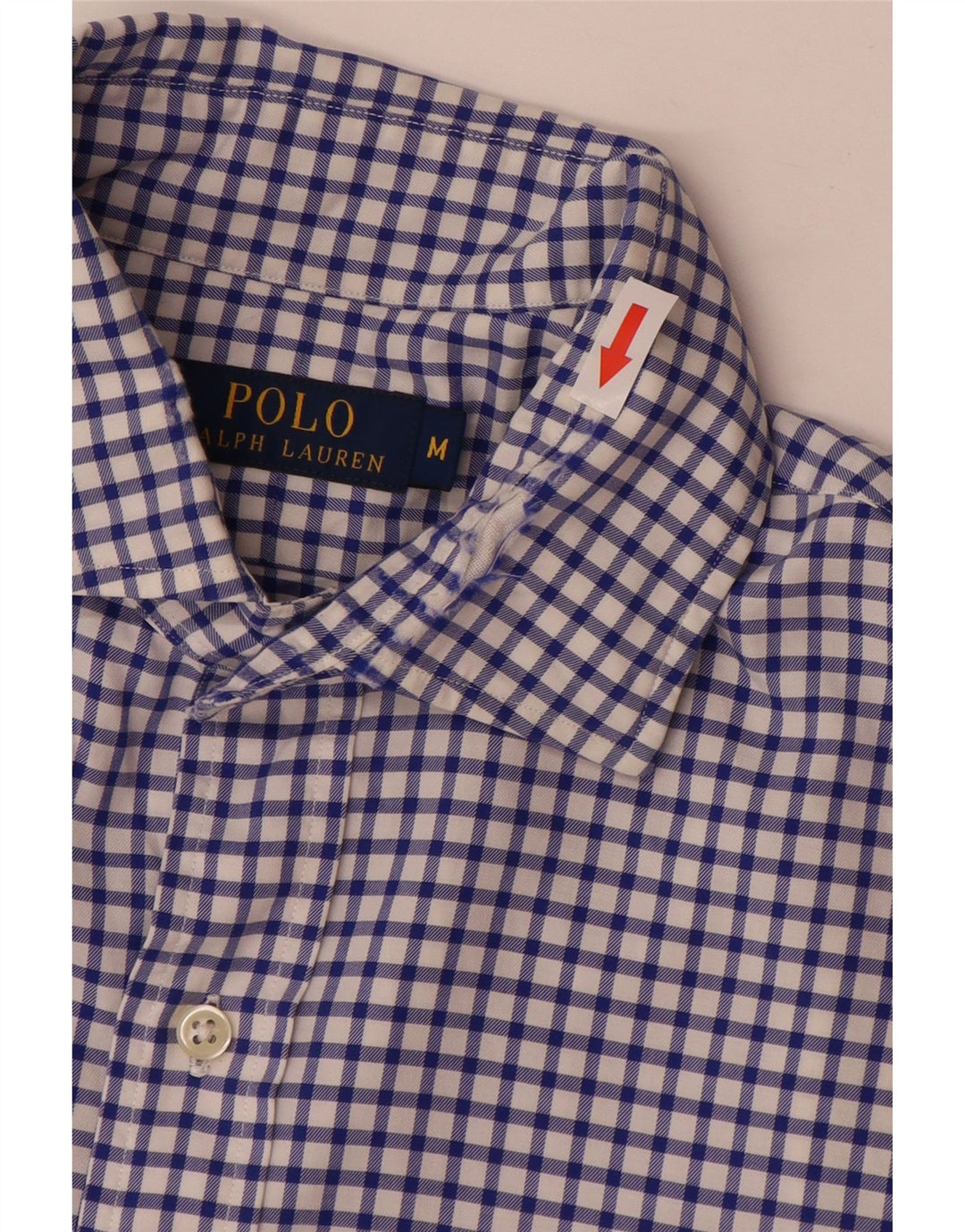 Polo Ralph Lauren Mens Shirt Medium Blue Gingham Cotton