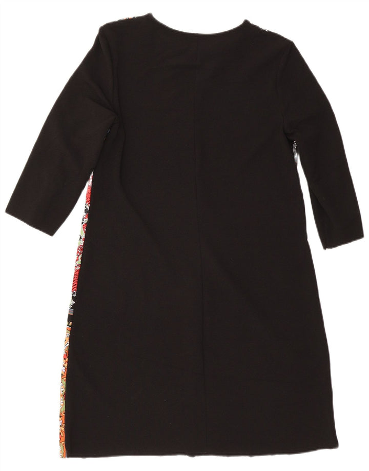Zara Womens 3/4 Sleeve Kaftan Dress UK 12 Medium Black Patchwork