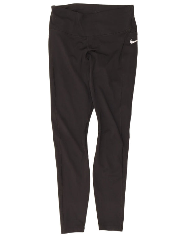Nike Womens Dri Fit Leggings UK 12 Medium Black Polyester