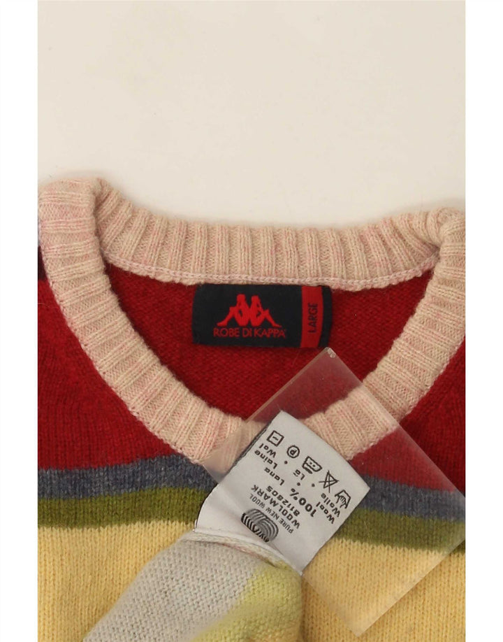 Maglione Kappa da uomo girocollo, maglione a righe grandi, in lana multicolore