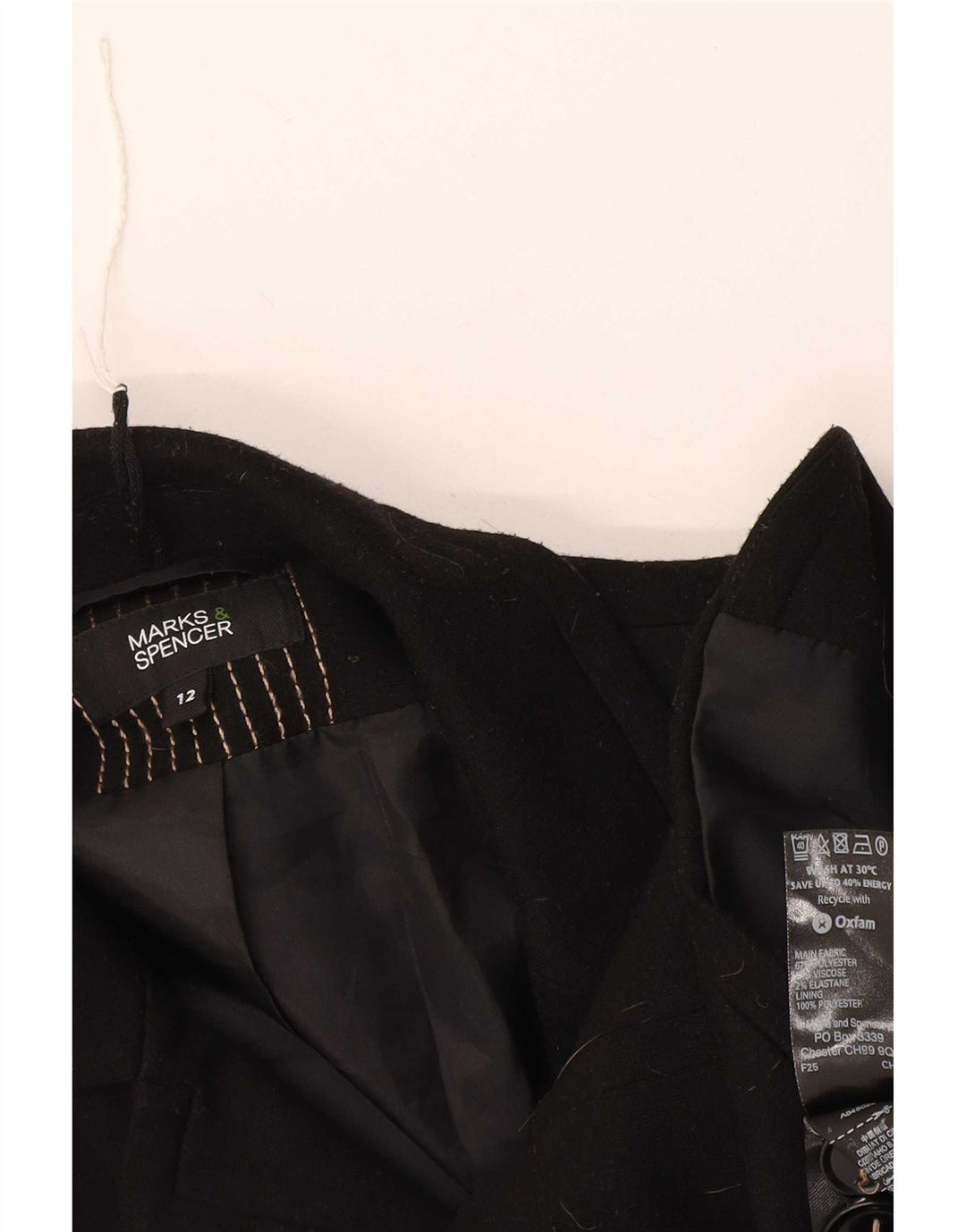 Marks & Spencer Dame 2 Button Blazer Jacket UK 12 Medium Black Polyester