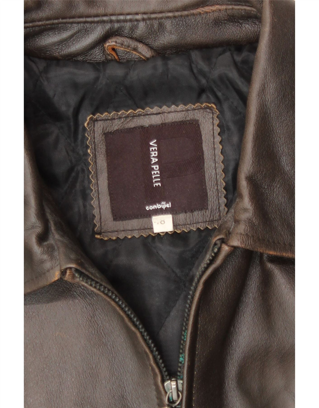 Conbipel Mens Leather Jacket IT 48 Medium Brown Leather
