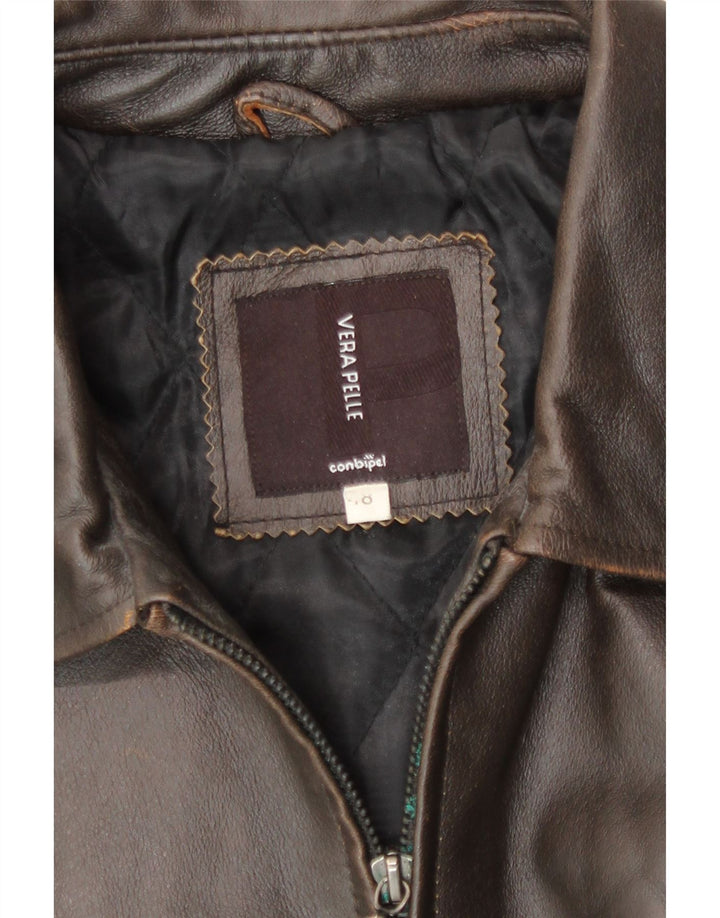 Conbipel Mens Leather Jacket IT 48 Medium Brown Leather