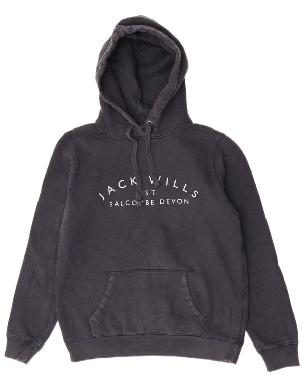 Jack Wills Γυναικείο Γραφικό Hoodie Jumper UK 12 Medium Navy Blue Cotton