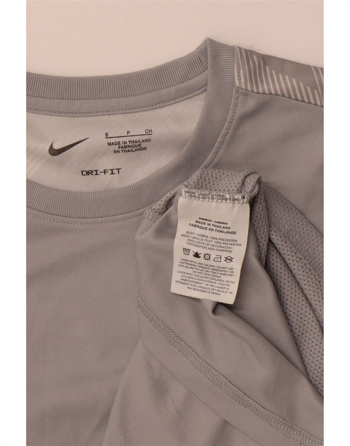 Nike Womens Dri Fit Top Long Sleeve UK 10 Small Grey Geometric Polyester
