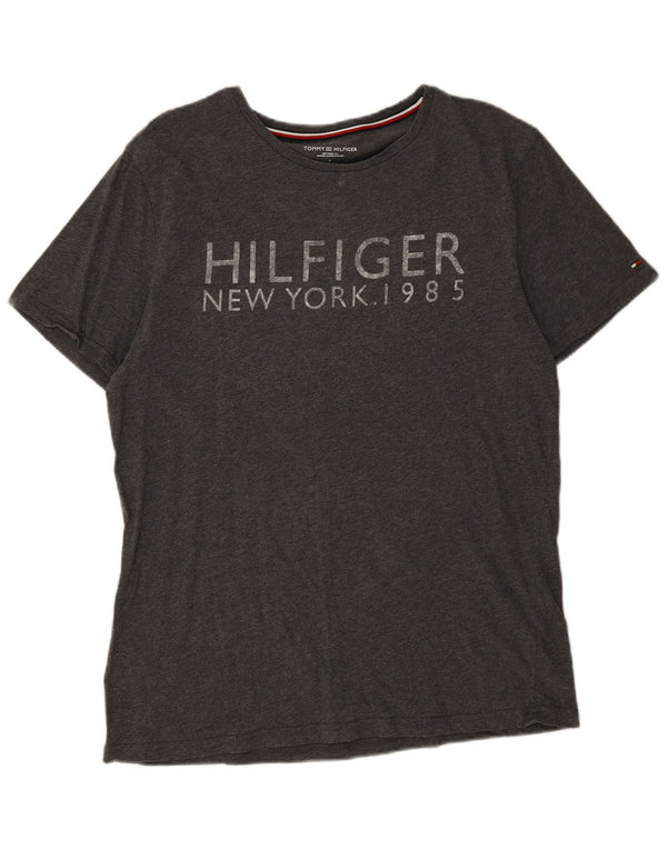 Tommy Hilfiger Mens Graphic T-Shirt Top Large Grey Cotton