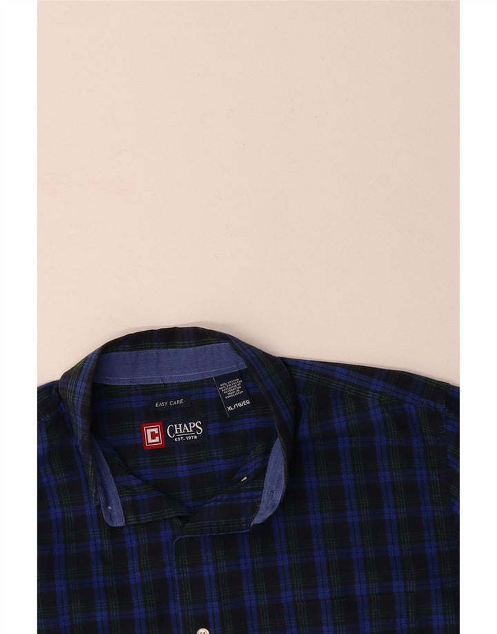 CHAPS Mens Big & Tall Shirt XL Navy Blue Check Cotton