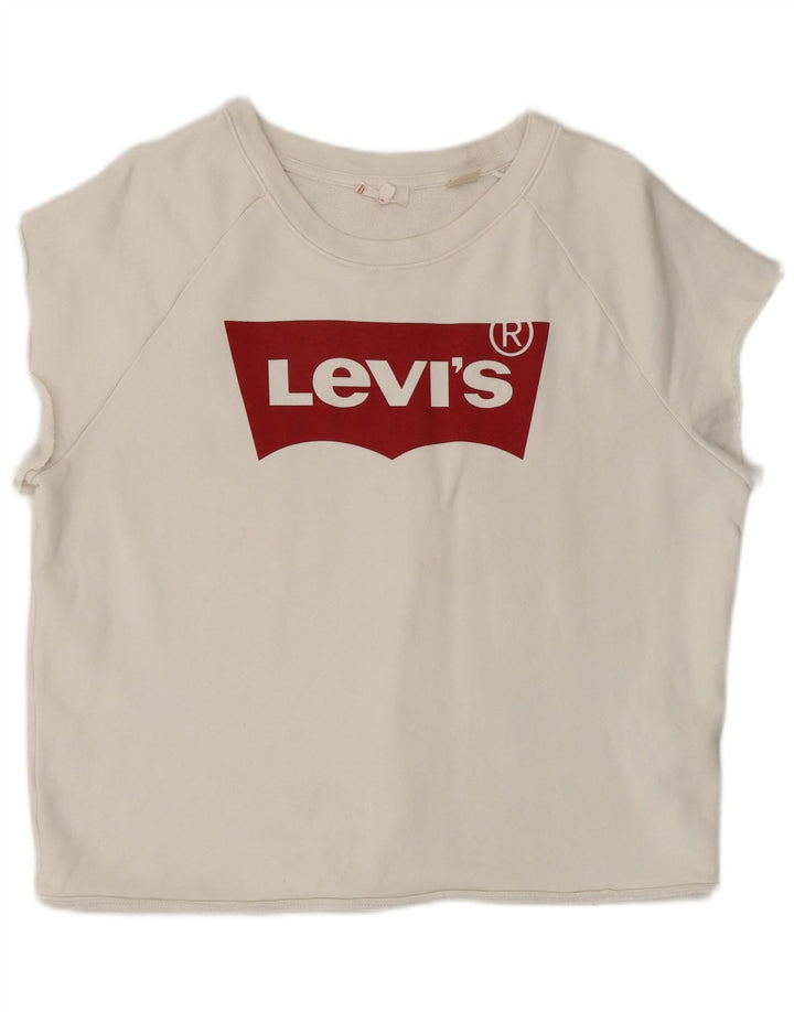 LEVI'S Womens Oversized Graphic T-Shirt Top UK 14 Medium White Cotton