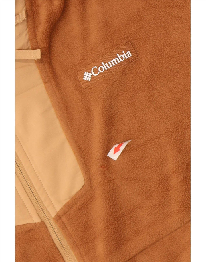 Columbia Mens Zip Neck Fleece Jumper Medium Brown Colourblock Polyester