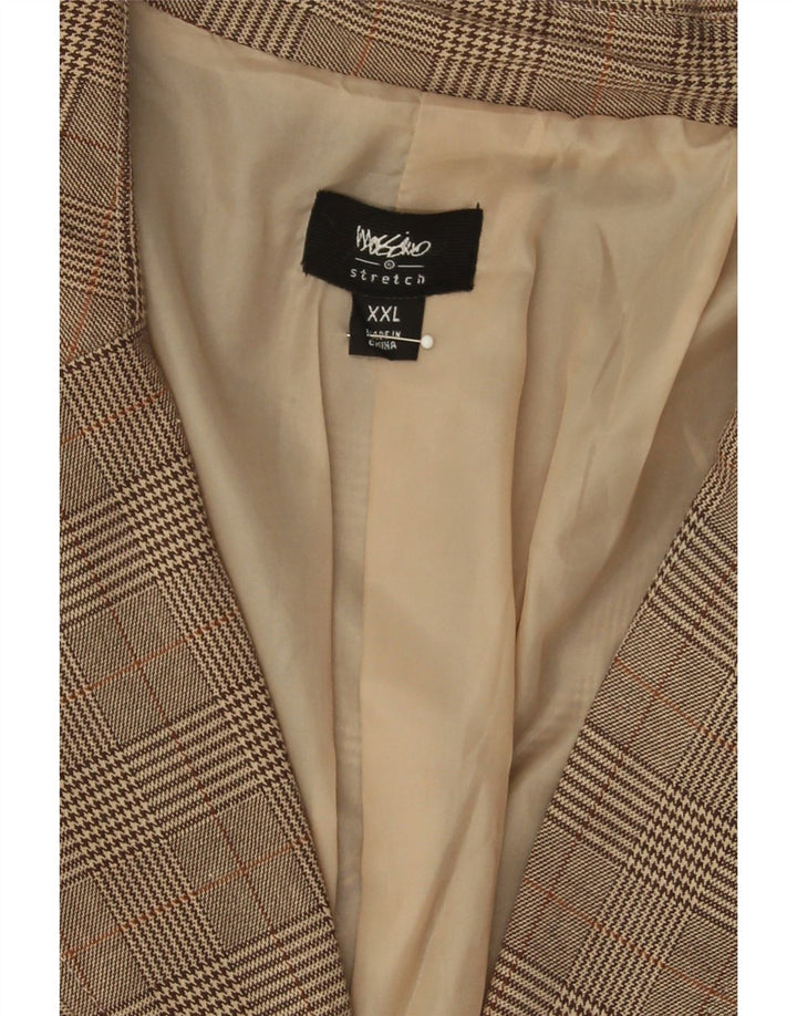MOSSIMO Womens 2 Button Blazer Jacket UK 20 2XL Brown Check Cotton Vintage Mossimo and Second-Hand Mossimo from Messina Hembry 
