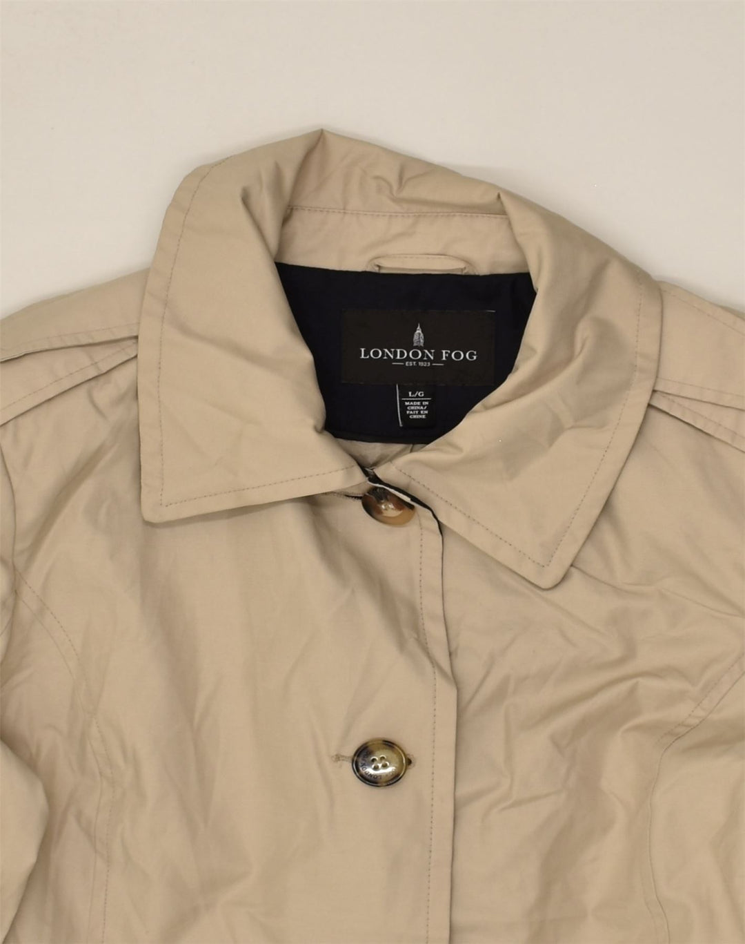 LONDON FOG Womens Overcoat UK 16 Large Beige Cotton | Vintage London Fog | Thrift | Second-Hand London Fog | Used Clothing | Messina Hembry 