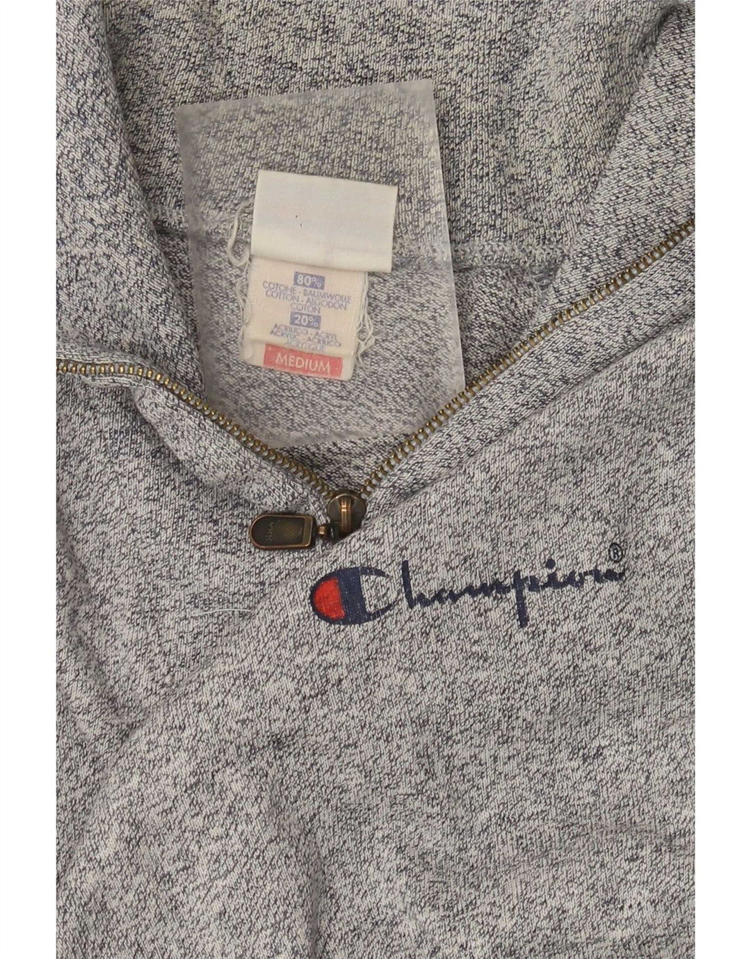 Champion Sweat-Shirt Col Zippé Homme Gris Moyen Moucheté Coton