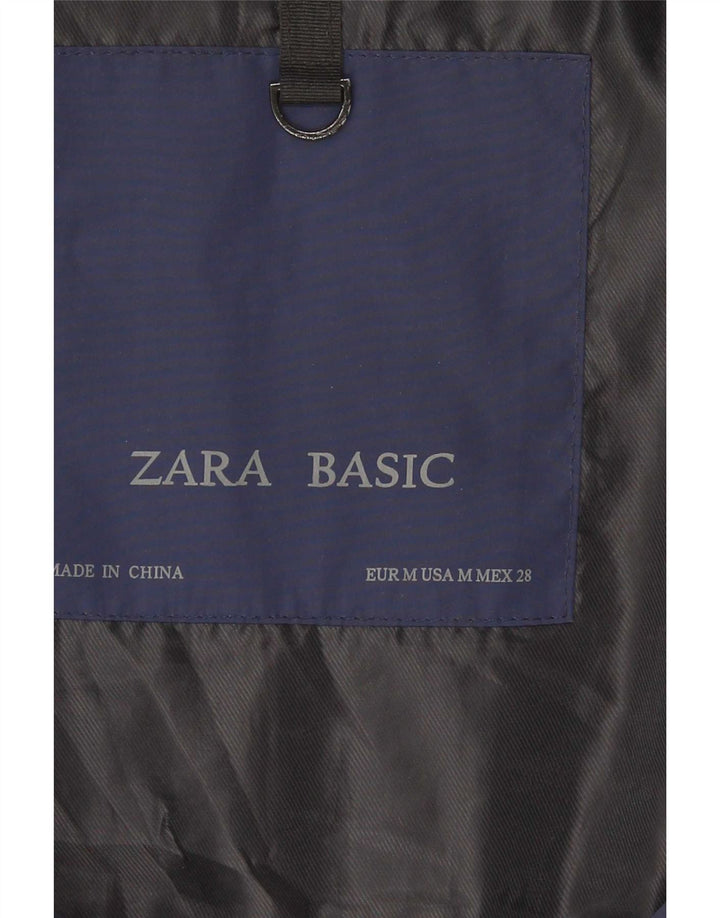 Zara Womens Polstret Gilet UK 12 Medium Navy Blue Polyester