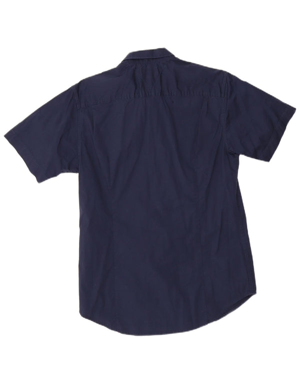 Tommy Hilfiger Chemise Slim à Manches Courtes pour Hommes en Coton Bleu Marine Large