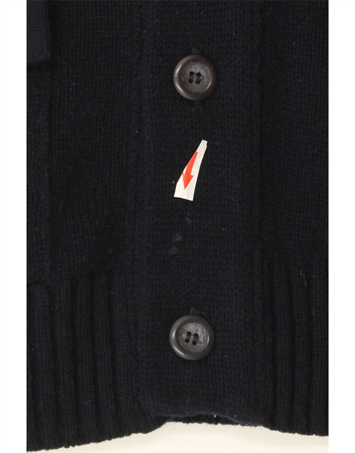 Lyle & Scott Mens Cardigan Sweater Medium Navy Blue Lambswool
