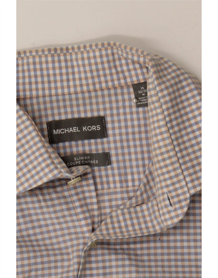 MICHAEL KORS Mens Slim Fit Shirt Size 15 Medium Blue Gingham Cotton Vintage Michael Kors and Second-Hand Michael Kors from Messina Hembry 
