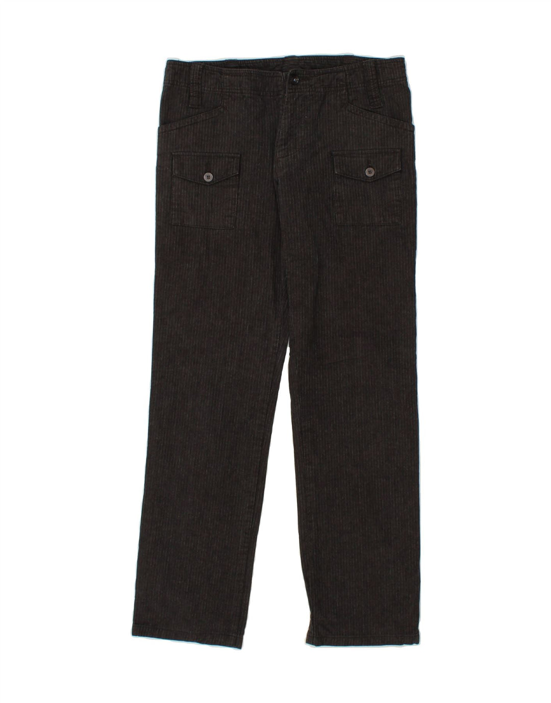 ELLESSE Womens Straight Cargo Trousers IT 44 Medium W32 L30 Grey Striped Vintage Ellesse and Second-Hand Ellesse from Messina Hembry 
