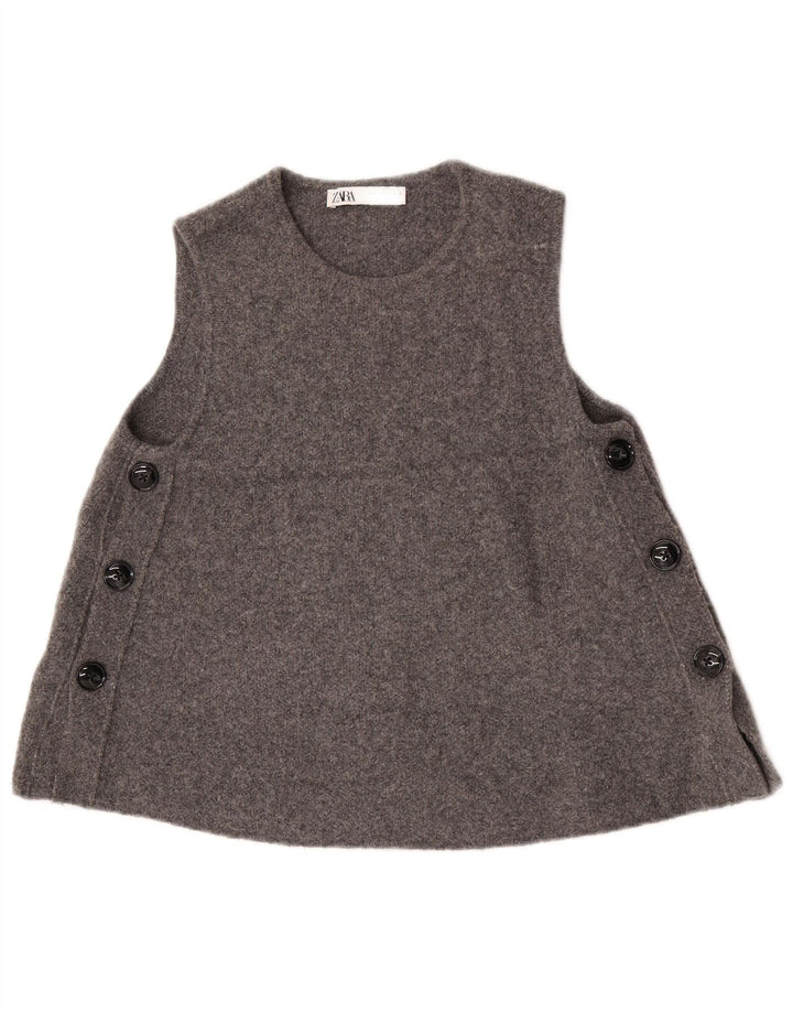 Zara Womens Vest Tank Top UK 10 Small Grey Wool